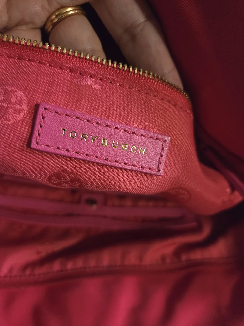Tory Burch Quilted Logo Tote in Hot Pink/Cerise